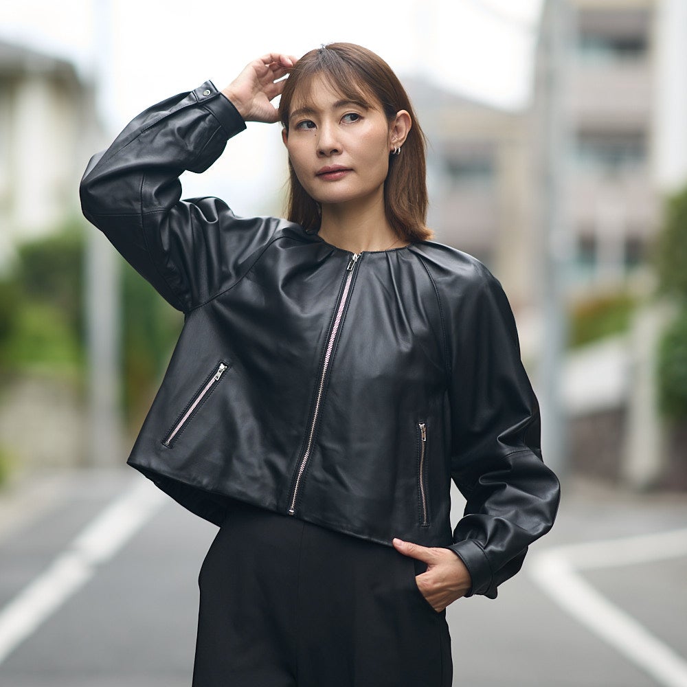 もりのがっこう 本革レザーギャザージャケット