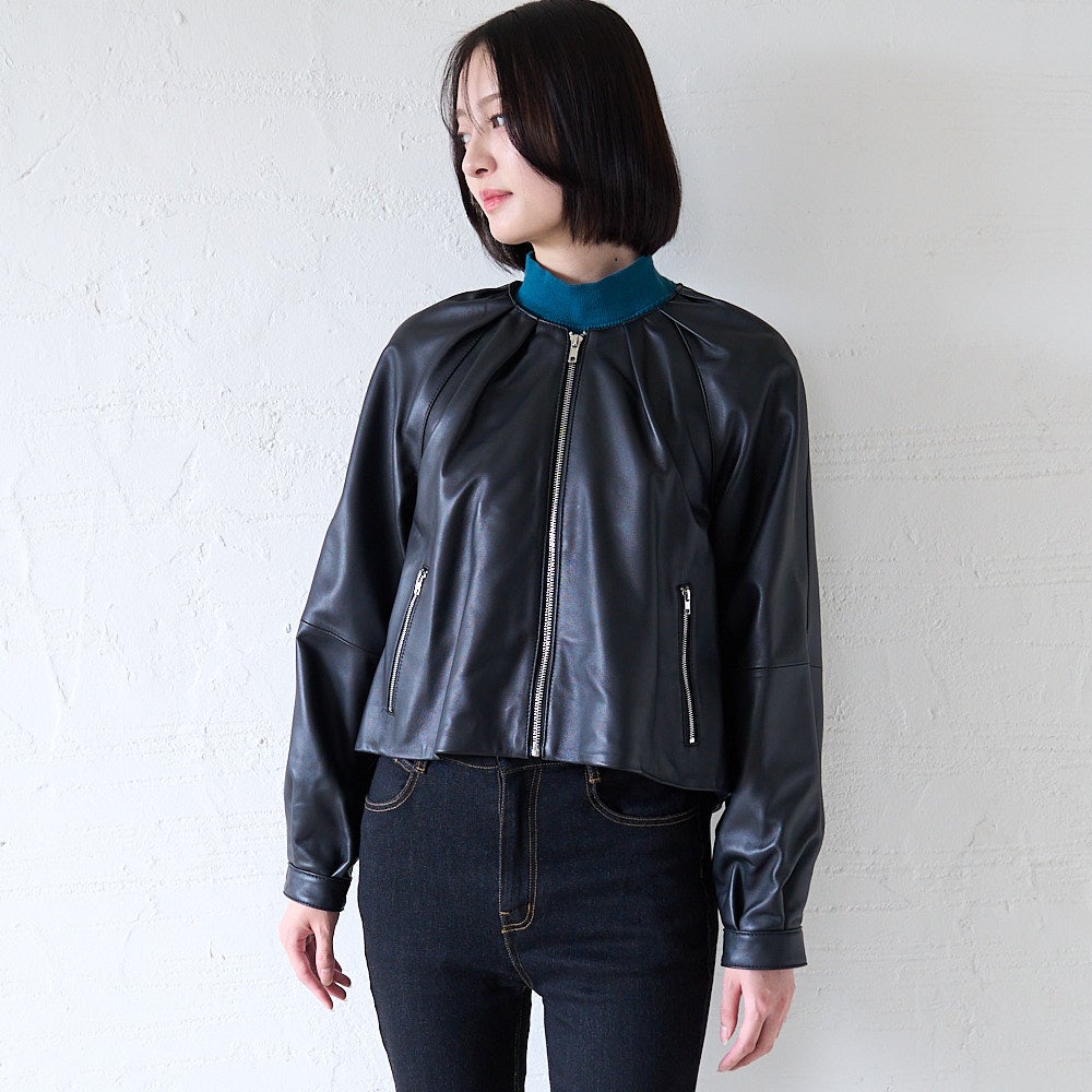 もりのがっこう 本革レザーギャザージャケット